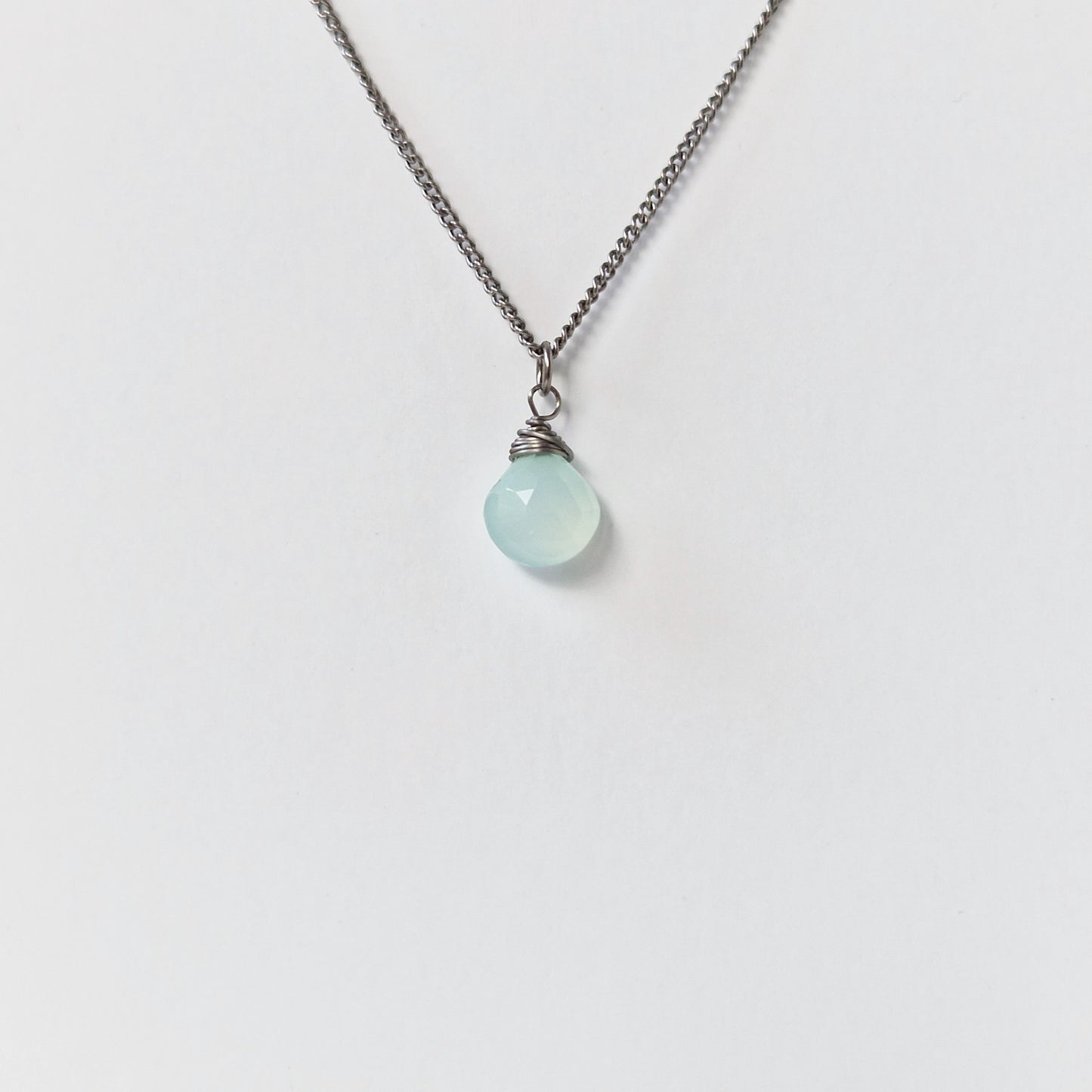 Titanium Necklace with Green Chalcedony