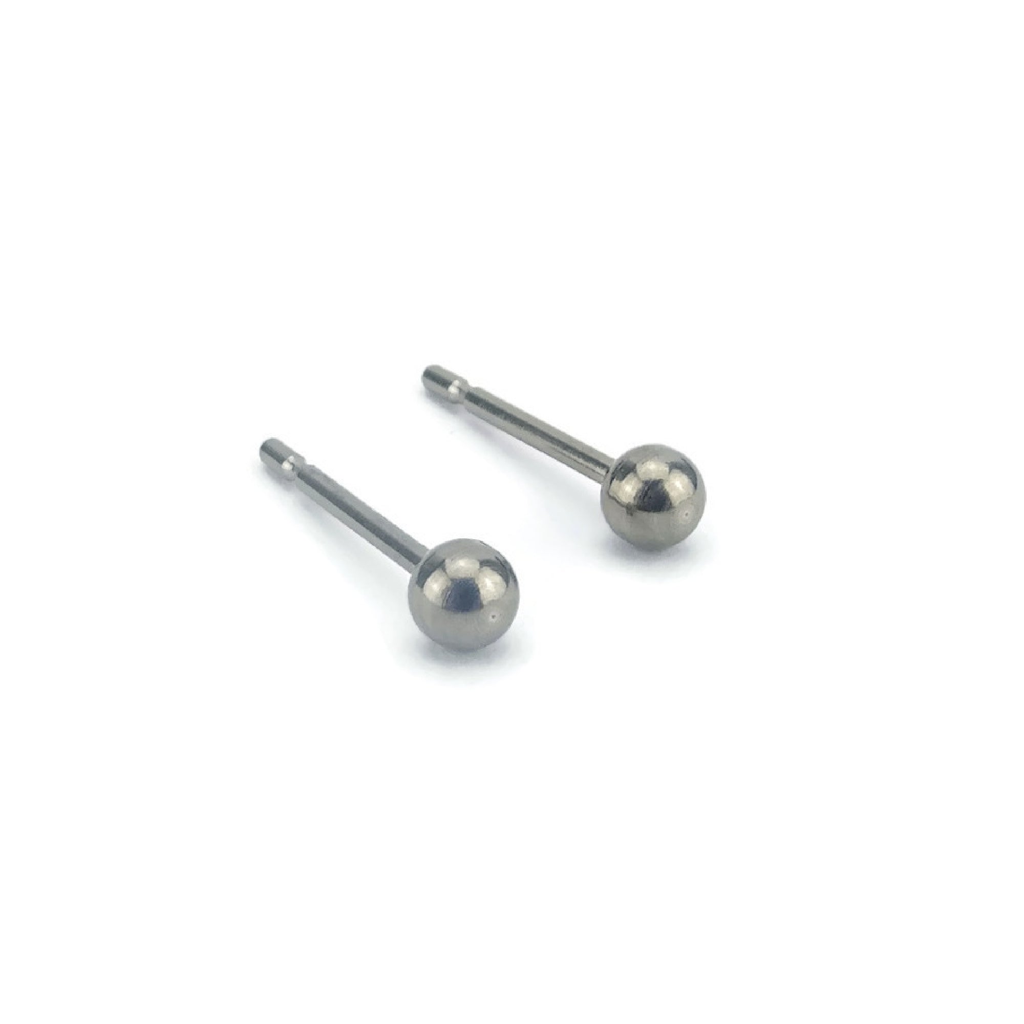 Silver Titanium Ball Stud Earrings - 5MM