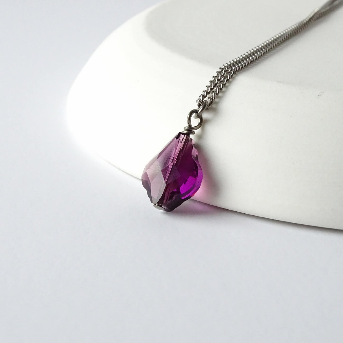 Amethyst Titanium Necklace Baroque Crystal
