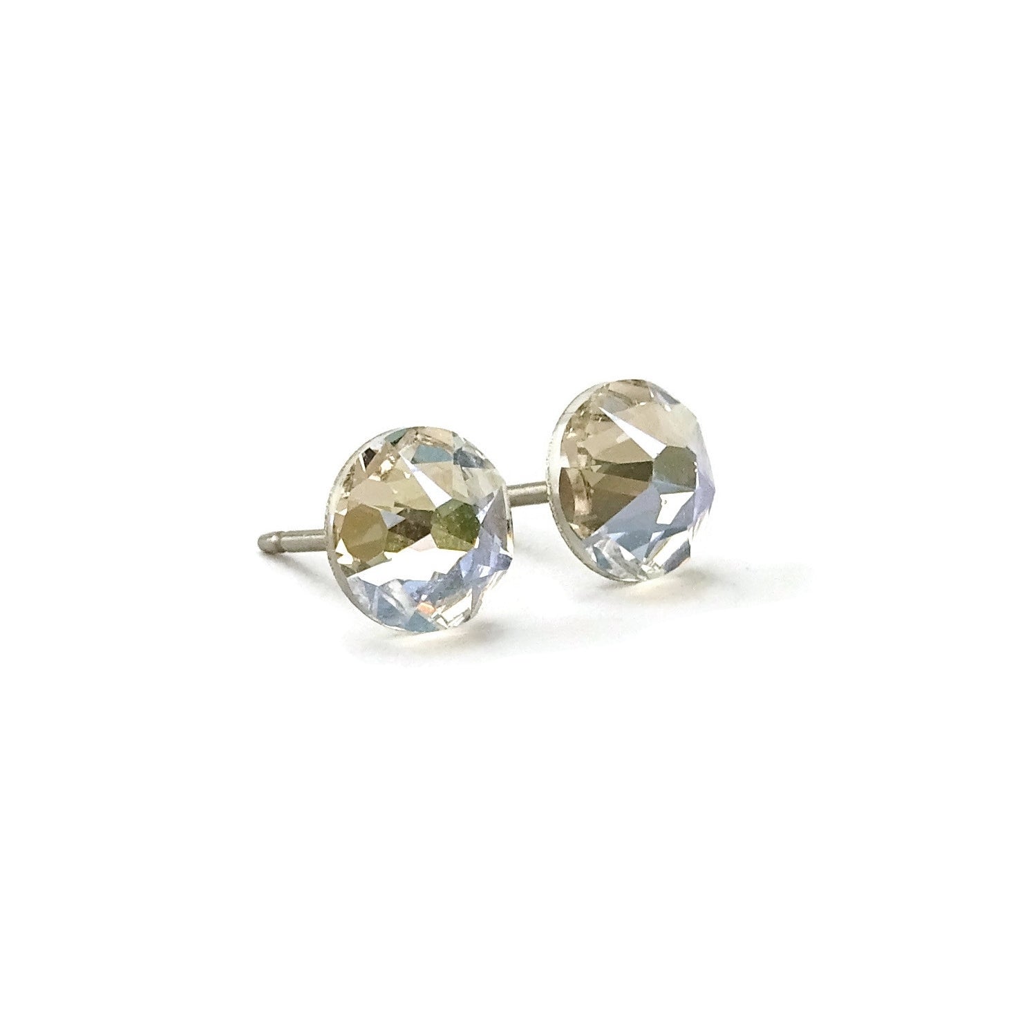 Crystal Moonlight Titanium Stud Earrings