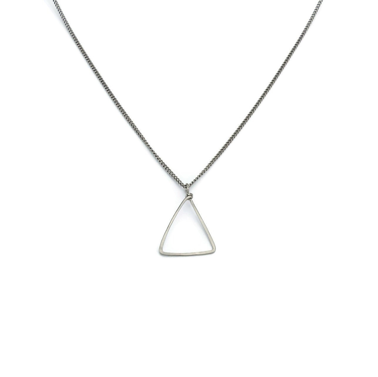 Triangle Titanium Necklace, Everyday Modern Geometric Shaped Necklace, Hypoallergenic Niobium and Titanium No Nickel Triangle Necklace