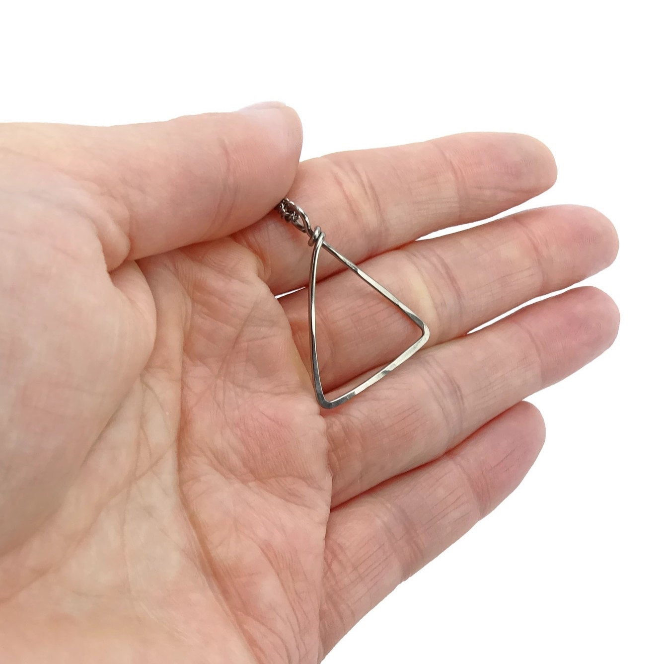 Triangle Titanium Necklace, Everyday Modern Geometric Shaped Necklace, Hypoallergenic Niobium and Titanium No Nickel Triangle Necklace