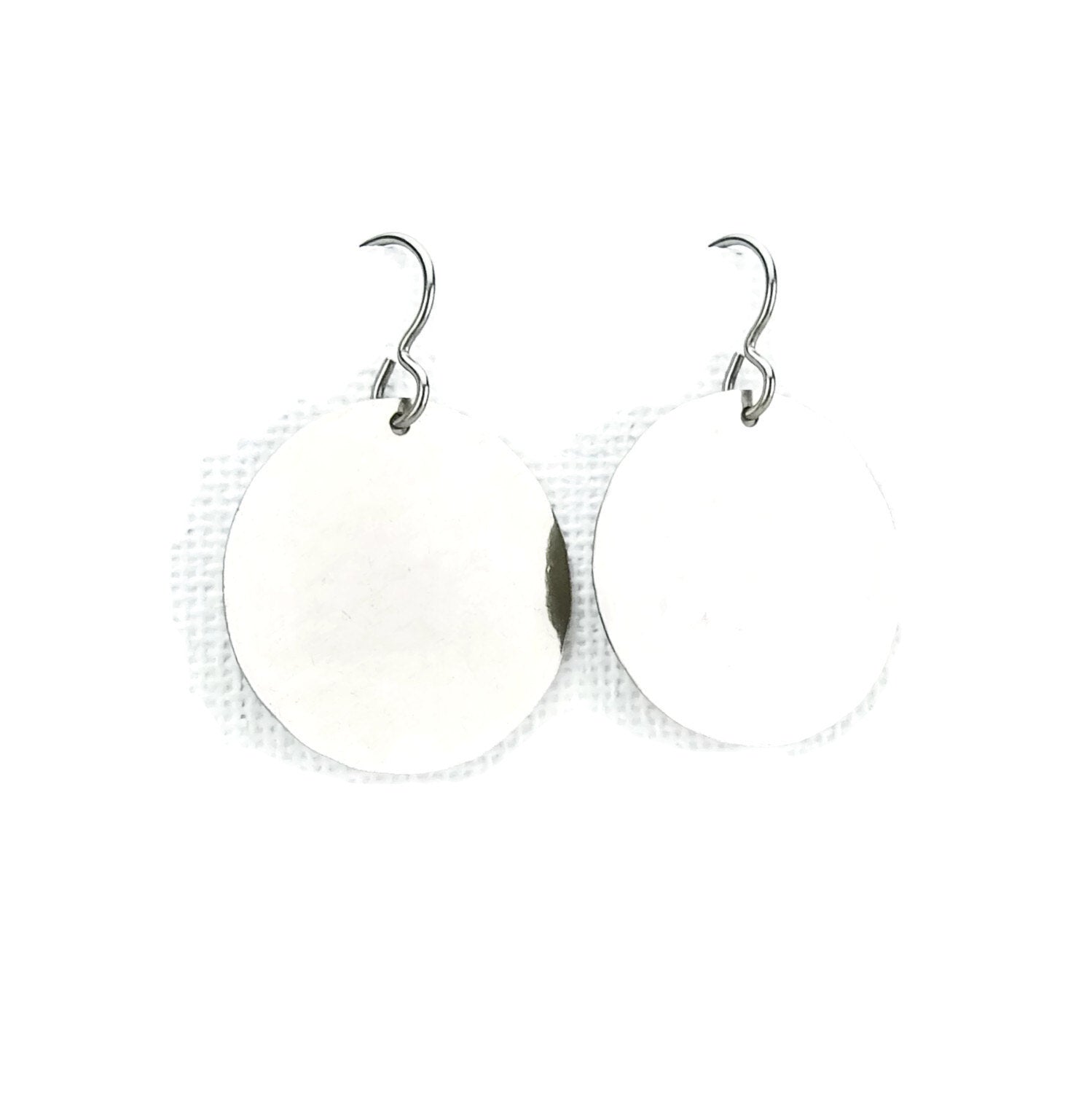 Titanium Earrings Large Hammered Disc, Large Circle Disk Niobium Earrings, Nickel Free Hypoallergenic Disks Earrings for Sensitive Ears