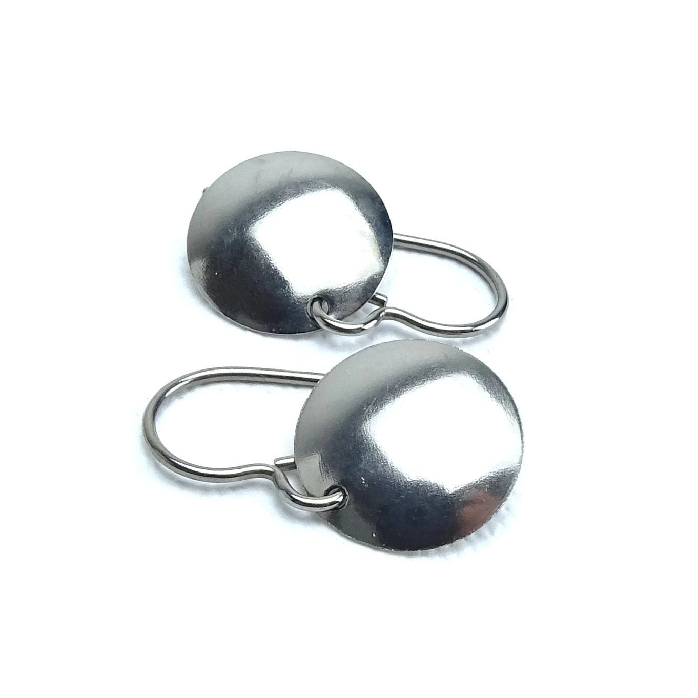 Titanium Earrings Domed Disc, Small Circle Niobium Earrings, Nickel Free Hypoallergenic Discs, Earrings for Sensitive Ears, Titanium Jewelry