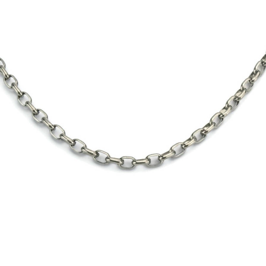 Mens Titanium Necklace Half Round Oval Nonita Jewelry