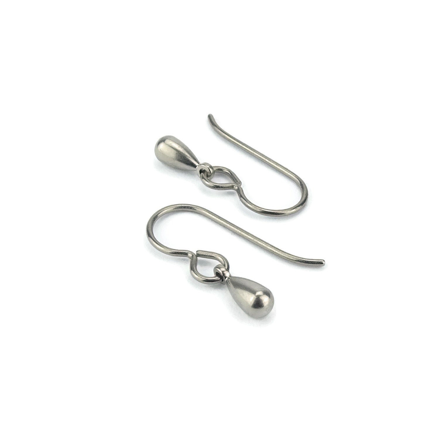 Tiny Teardrop Titanium Earrings, Titanium Raindrop, Dainty Dangle Drop, Niobium Earrings for Sensitive Ears, Hypoallergenic Nickel Free