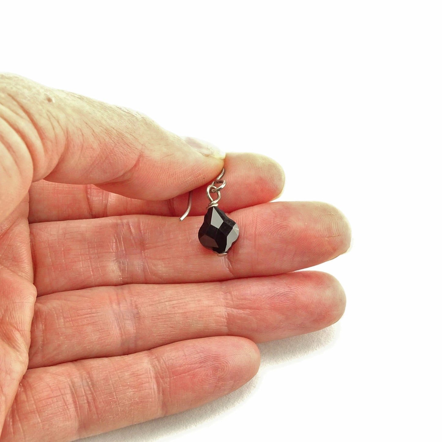 Jet Black Baroque Titanium Earrings, Black Baroque Swarovski Crystal, Hypoallergenic Nickel Free Pure Niobium Earrings for Sensitive Ears