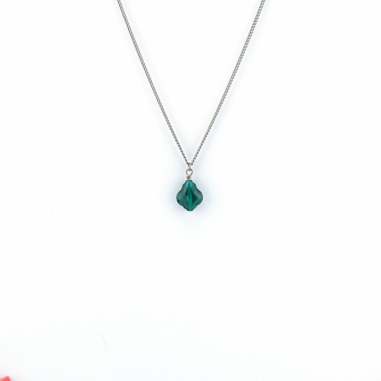 Emerald Green Baroque Crystal Titanium Necklace, Nickel Free Necklace For Sensitive Skin, Swarovski Crystal Pure Titanium Hypoallergenic