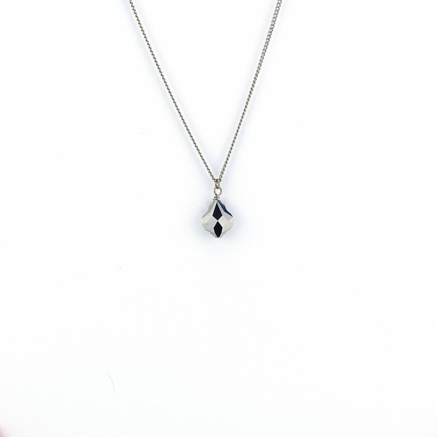 Silver Night Baroque Swarovski Crystal Titanium Necklace, Pure Titanium Chain Necklace For Sensitive Skin Hypoallergenic Nickel Free Niobium