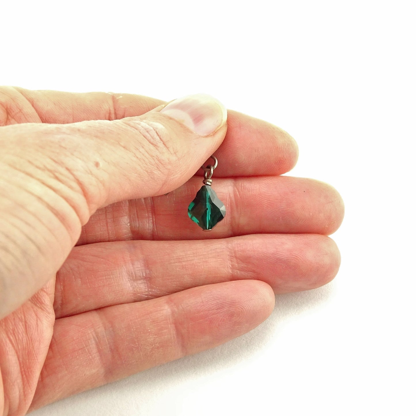 Emerald Green Baroque Crystal Titanium Earrings, Swarovski Crystal, Hypoallergenic Nickel Free Niobium Earrings for Sensitive Ears