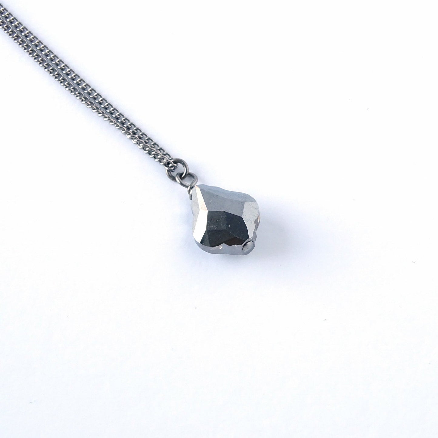 Silver Night Baroque Swarovski Crystal Titanium Necklace, Pure Titanium Chain Necklace For Sensitive Skin Hypoallergenic Nickel Free Niobium