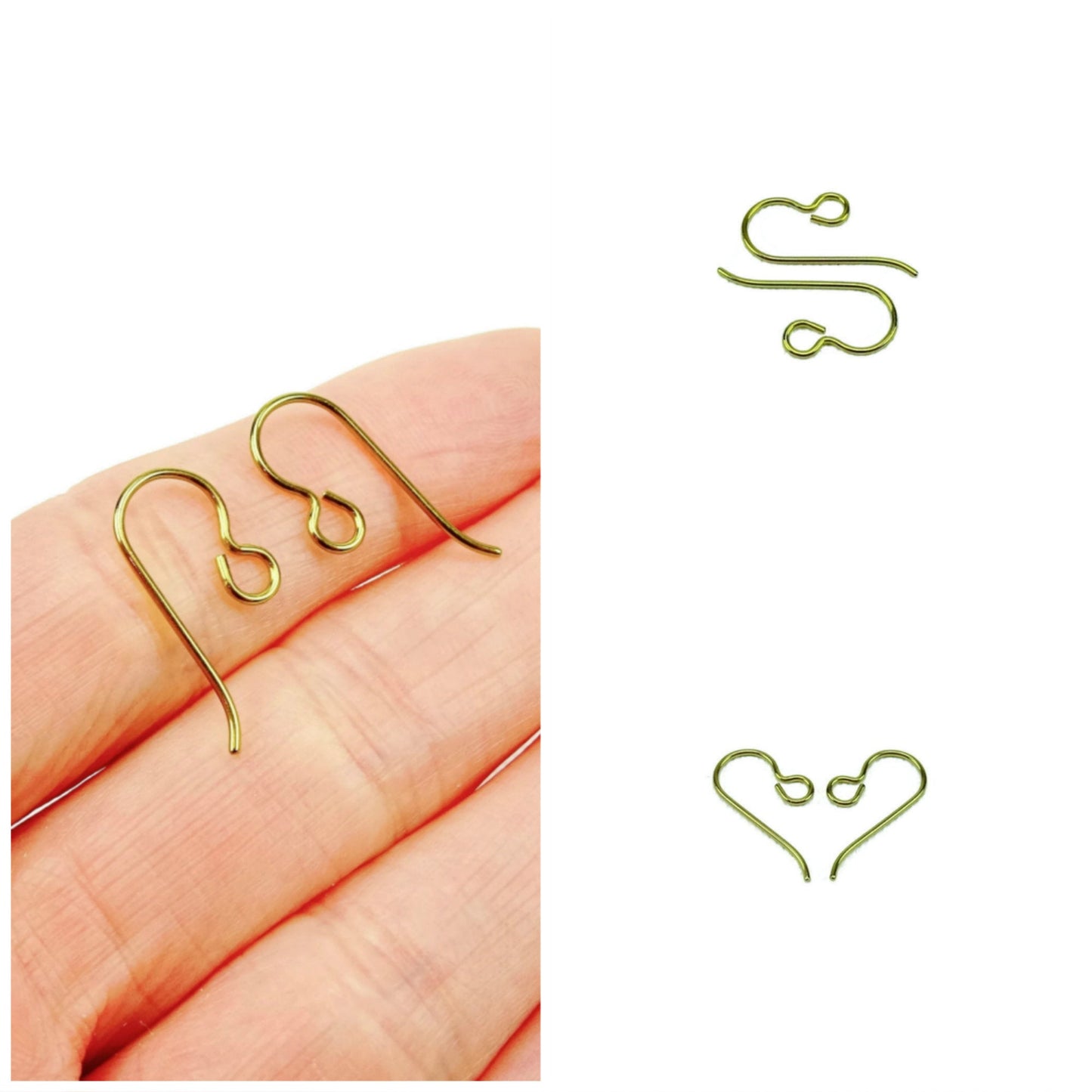 Niobium Earwire Hooks Yellow-gold, French Hooks Pure Niobium Wire, Nickel Free Ear Wires, Hypoallergenic DIY Replacement Earring Hooks