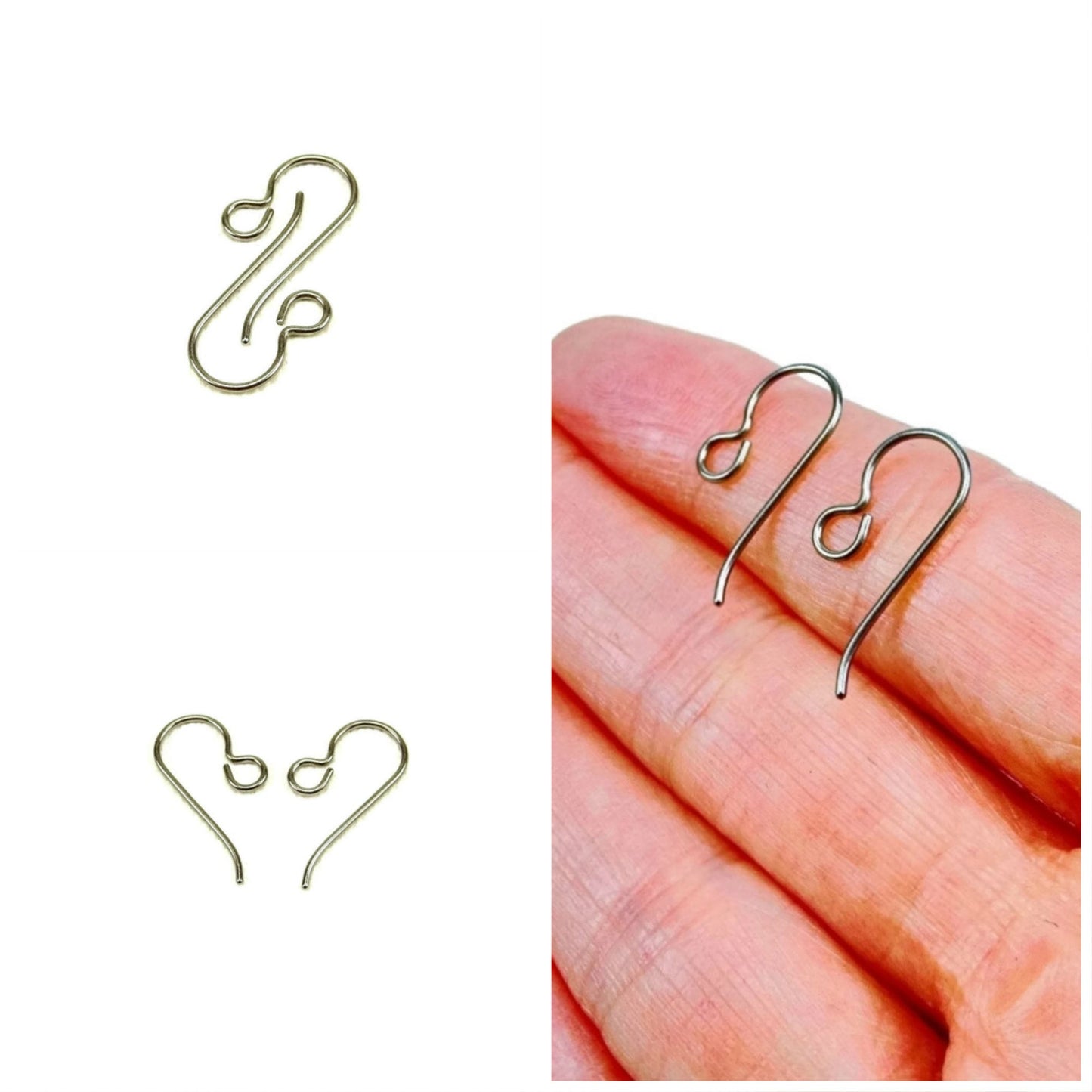 Niobium Earwire Hooks, French Hooks Pure Niobium Wire, Nickel Free Ear Wires, Hypoallergenic Ear Hooks, DIY Replacement Earring Hooks
