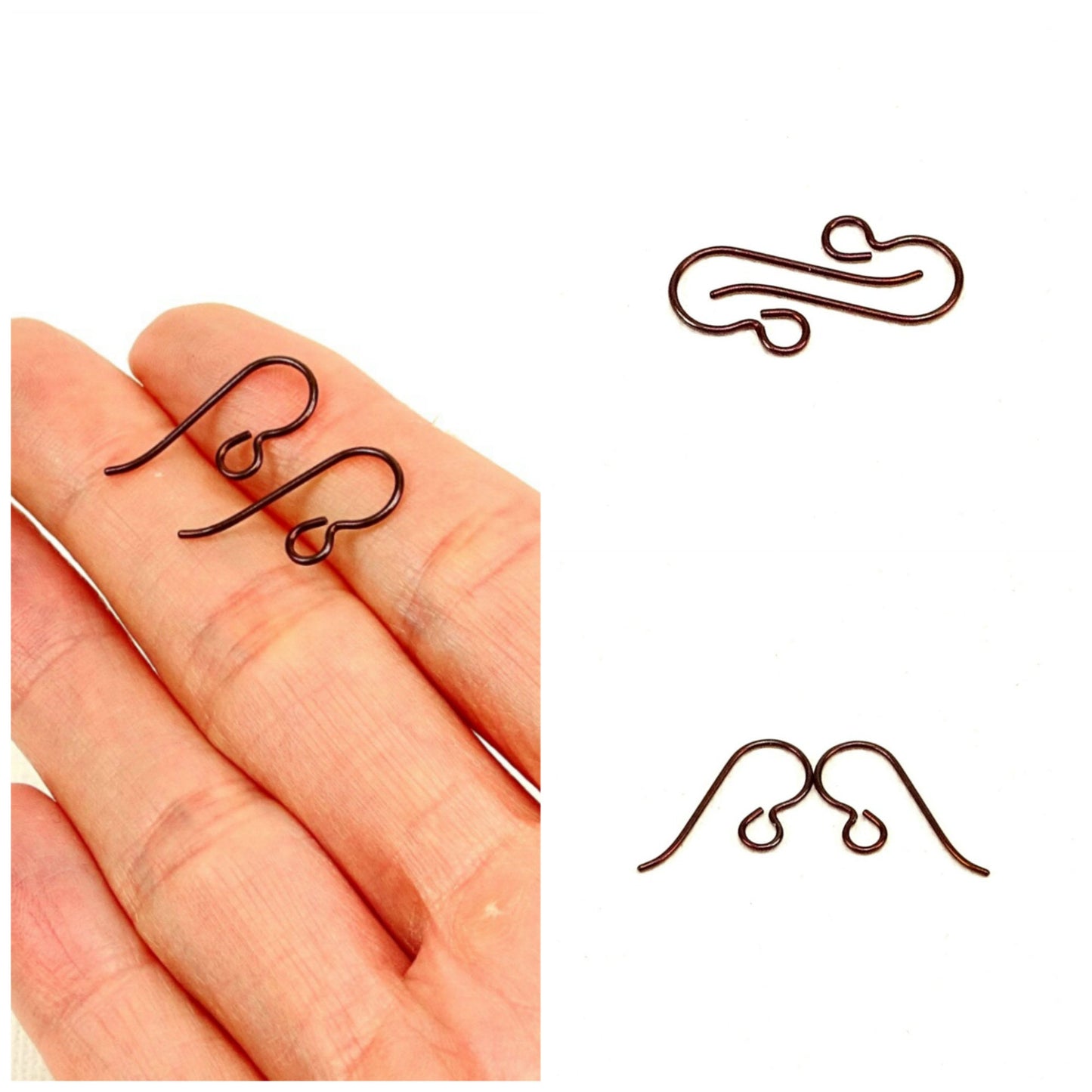 Bronze Colored Niobium French Hooks, Brown Nickel Free Earwire Hooks, Pure Niobium Ear Wires, Hypoallergenic DIY Replacement Earring Hooks