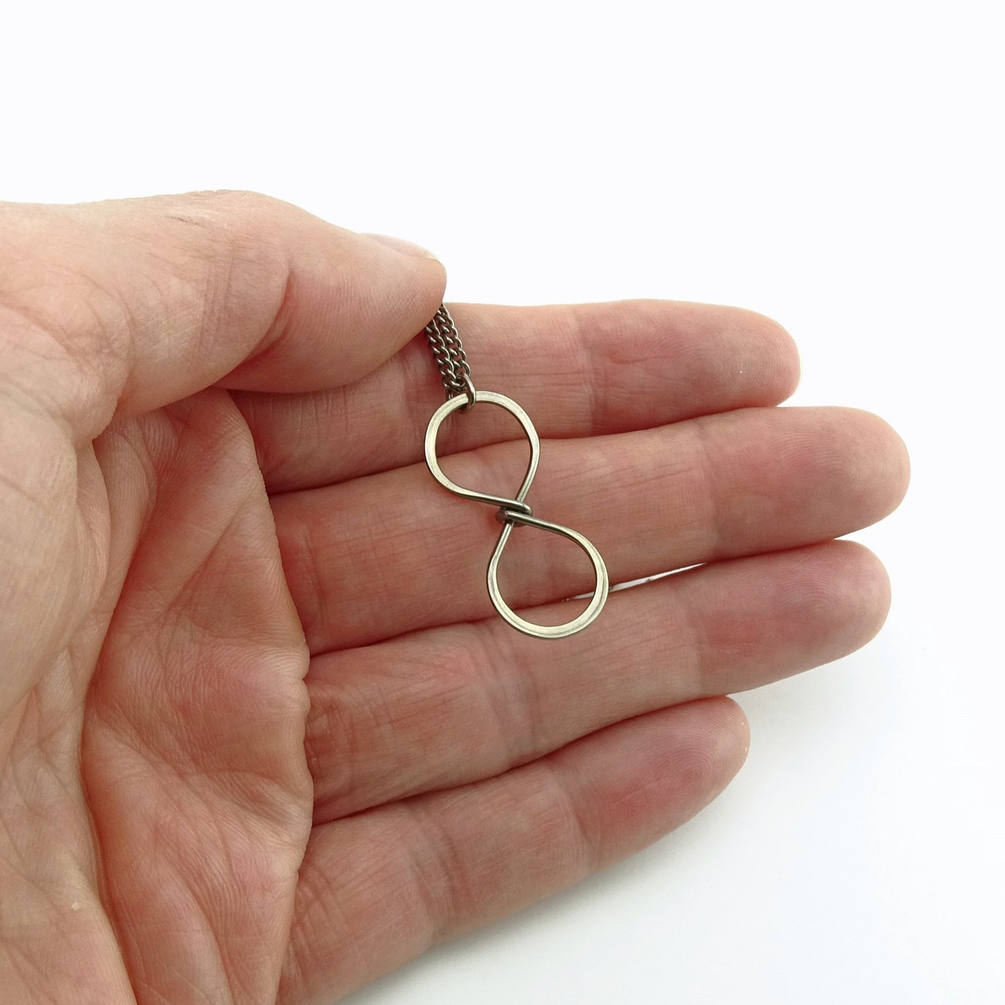 Infinity Symbol Titanium Necklace, Silver Gray Niobium Infinity Necklace, Nickel Free Hypoallergenic Eternity Necklace for Sensitive Skin