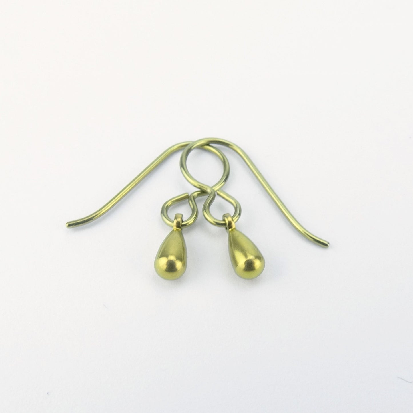 Tiny Gold Titanium Teardrop Earrings, Nickel Free Drop Earrings for Sensitive Ears, Hypoallergenic Titanium Jewellery