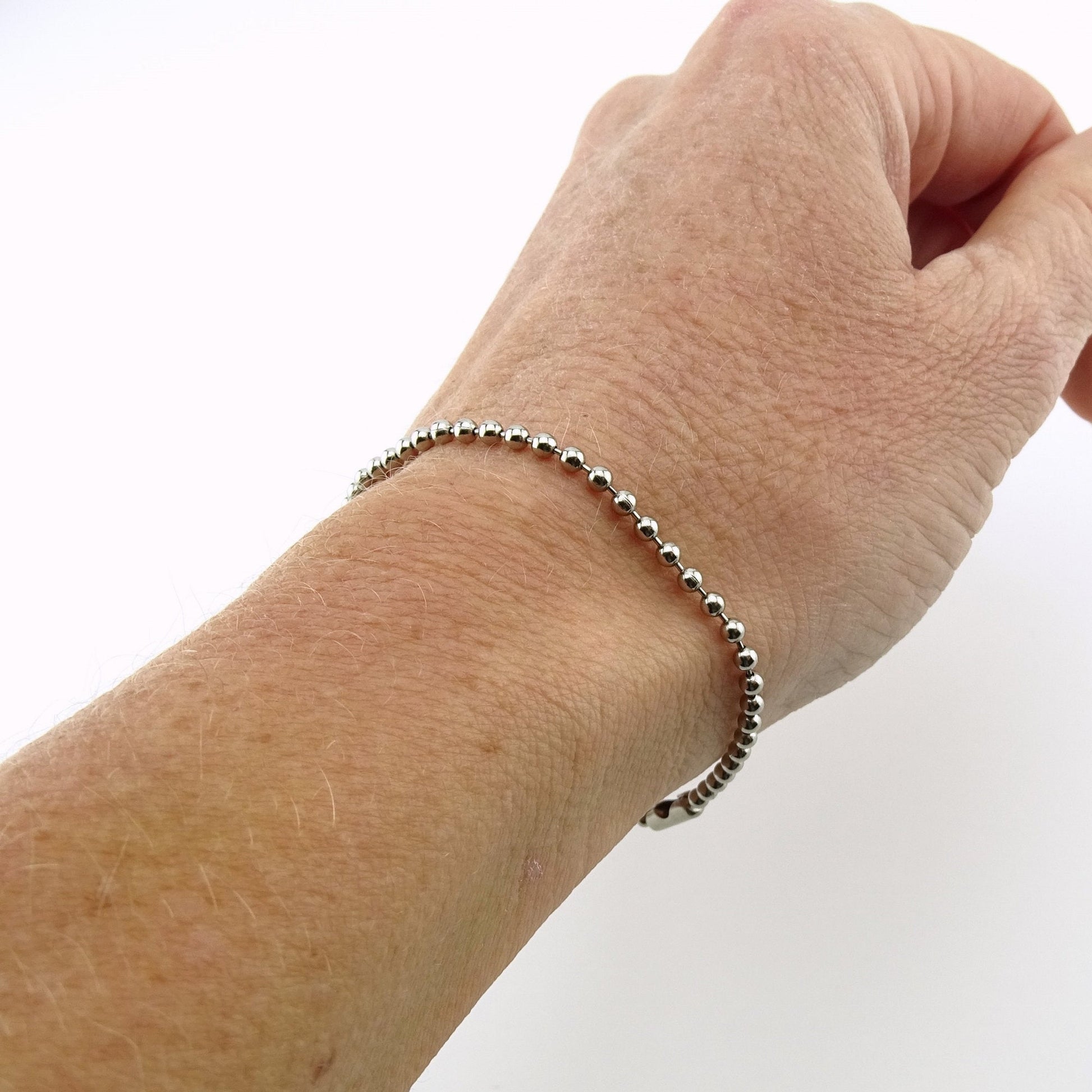 Mens Titanium Bracelet, 2.3mm Ball Chain Bracelet for His Sensitive Skin, Pure Implant Grade 1 Titanium, Hypoallergenic Nickel Free Jewelry
