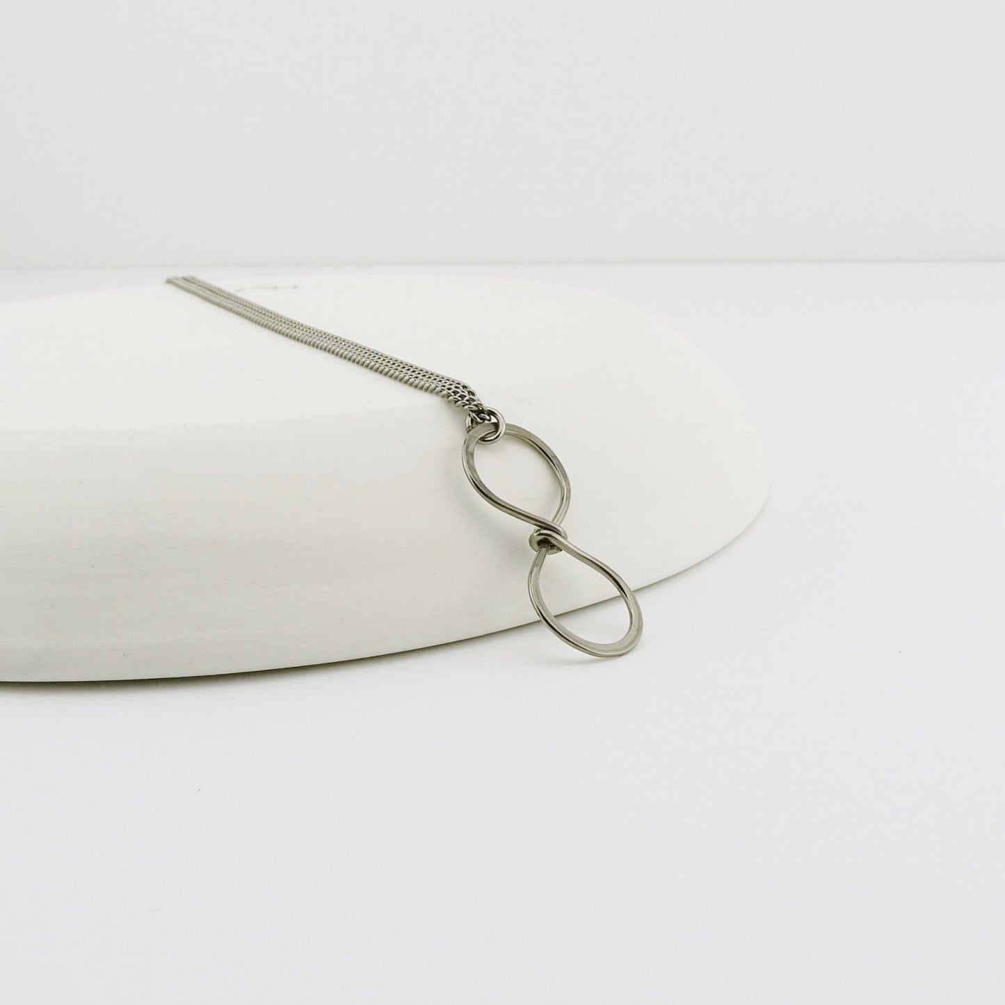 Infinity Symbol Titanium Necklace, Silver Gray Niobium Infinity Necklace, Nickel Free Hypoallergenic Eternity Necklace for Sensitive Skin