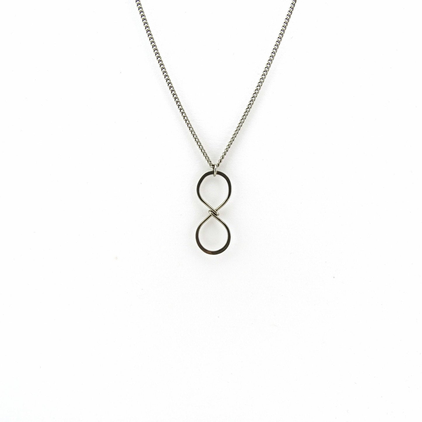 Infinity Symbol Titanium Necklace, Silver Gray Niobium Infinity Necklace, Nickel Free Hypoallergenic Eternity Necklace for Sensitive Skin