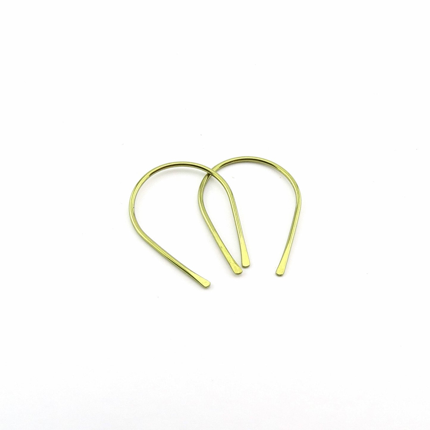 Gold Niobium Horseshoe Threader Earrings, Nickel Free Hypoallergenic Threaders for Sensitive Ears, U Shaped Arch Open Hoop Slider Earrings