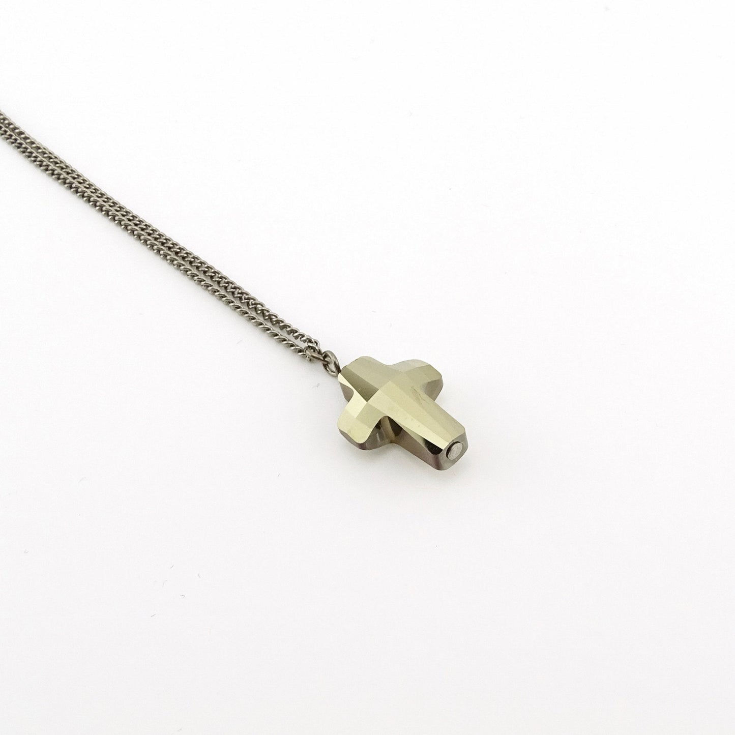 Metallic Gold Cross Titanium Necklace, Gold Swarovski Crystal Cross Nickel Free Necklace for Sensitive Skin, Hypoallergenic Pure Titanium