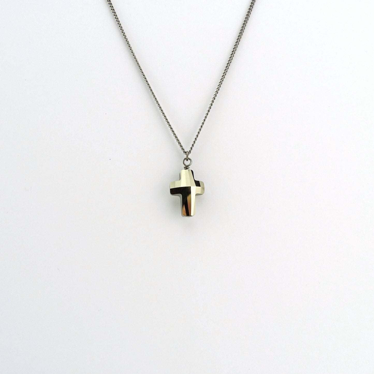 Metallic Gold Cross Titanium Necklace, Gold Swarovski Crystal Cross Nickel Free Necklace for Sensitive Skin, Hypoallergenic Pure Titanium