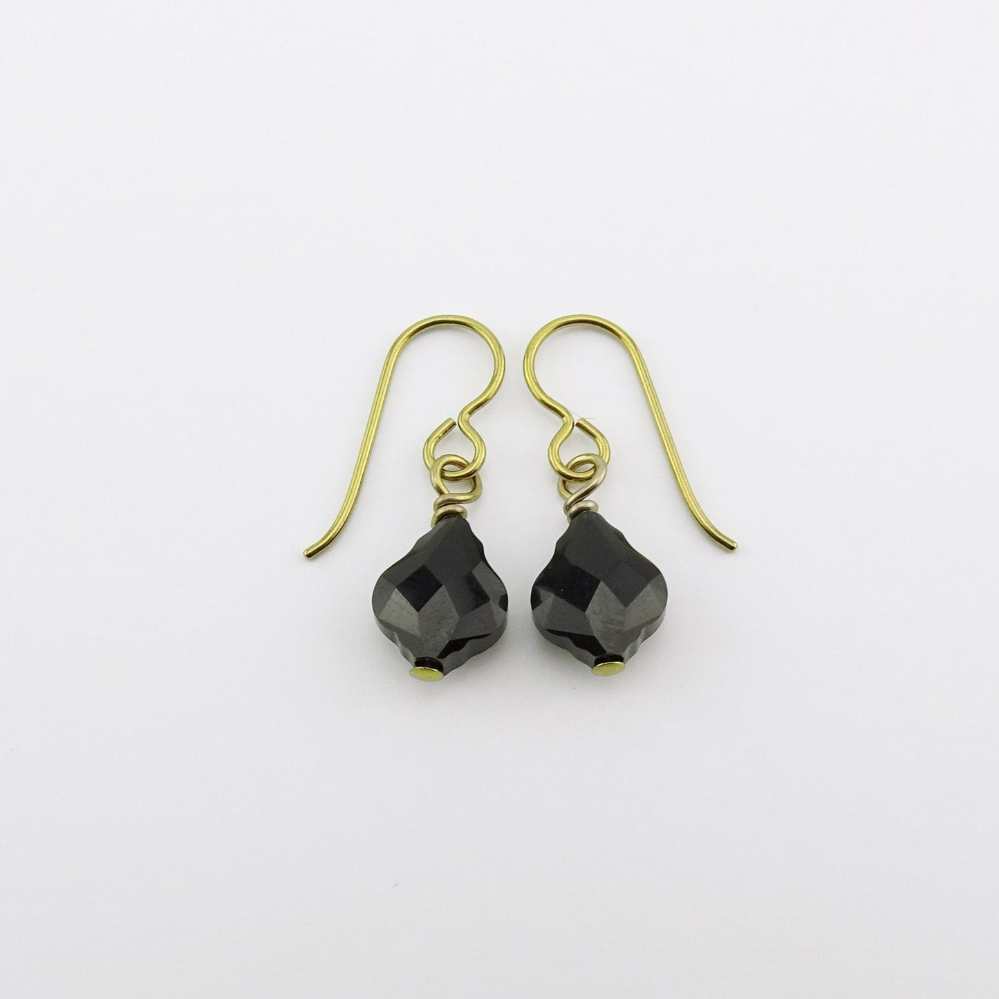 Black Crystal Earrings, Gold Niobium Earrings for Sensitive Ears, Jet Black Baroque Swarovski Crystal, Hypoallergenic Nickel Free Earrings