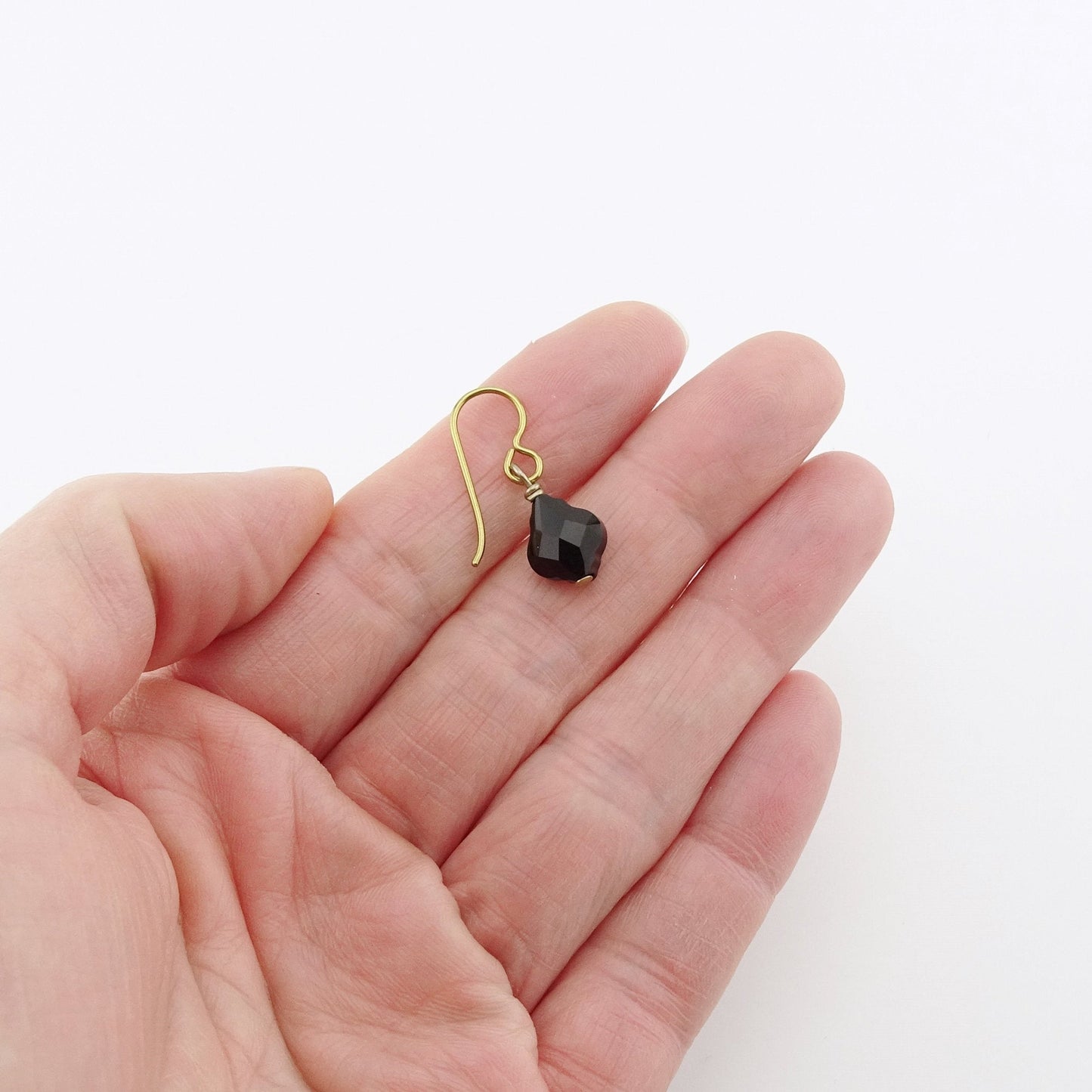 Black Crystal Earrings, Gold Niobium Earrings for Sensitive Ears, Jet Black Baroque Swarovski Crystal, Hypoallergenic Nickel Free Earrings