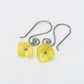 Buttercup Yellow Czech Glass Flowers Niobium Earrings, Swirl Shaped Earwire, Hypoallergenic Nickel Free Titanium Earrings for Sensitive Ears