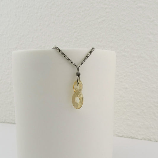 Golden Shadow Infinity Symbol Titanium Necklace, Eternity Swarovski Crystal, Nickel Free Hypoallergenic Niobium Necklace for Sensitive Skin
