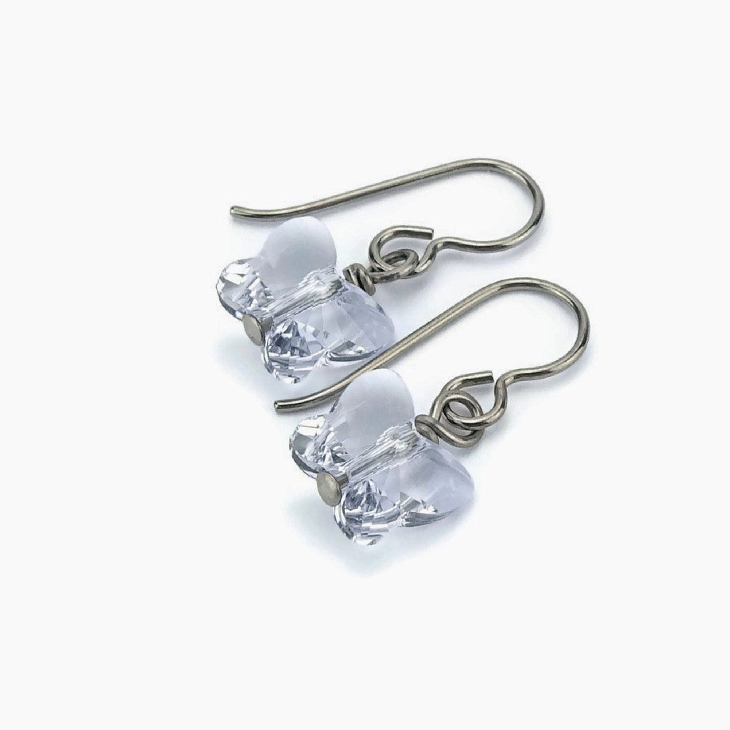 Titanium Earrings Mauve Butterfly Crystal, Smoky Mauve Swarovski Crystal Butterfly Sensitive Ears Earrings for Girls, Pale Purple