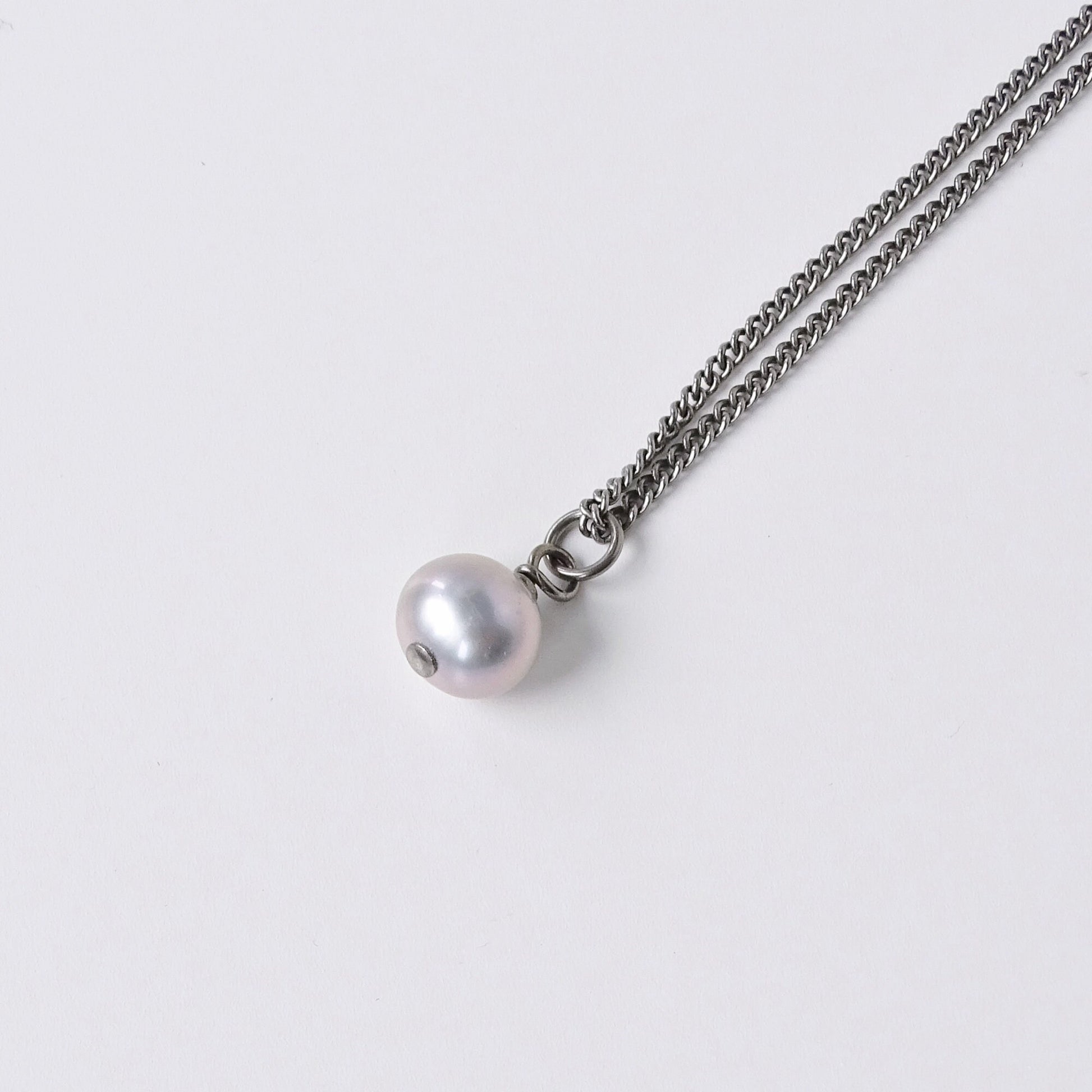 Gray Pearl Pendant Titanium Necklace, Real Pearl Necklace for Sensitive Skin, Freshwater Pearl Titanium Jewelry, Hypoallergenic Nickel Free
