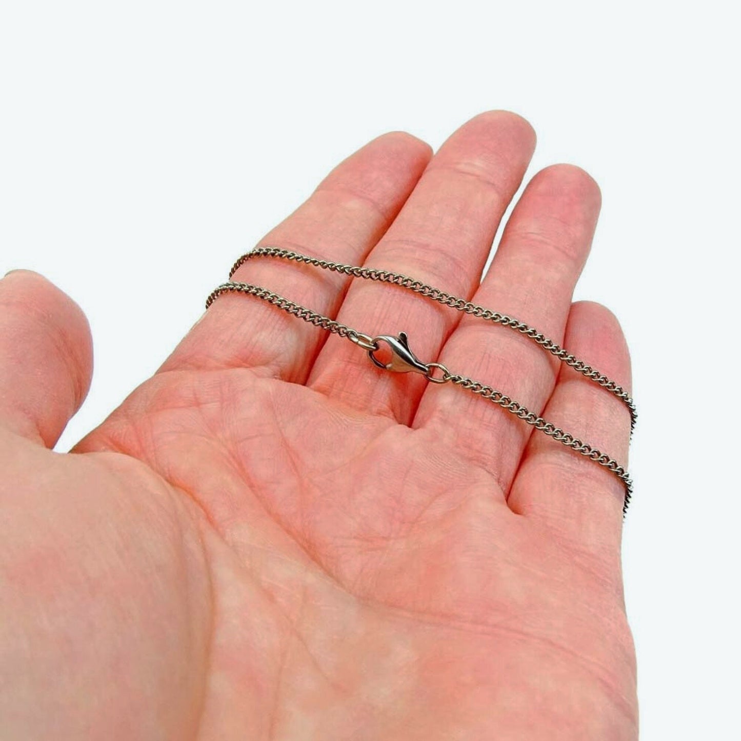 Titanium Necklace, Pure Titanium Chain Necklace for Sensitive Skin, Curb Chain, Hypoallergenic Nickel Free Necklace, Add Your Own Pendant