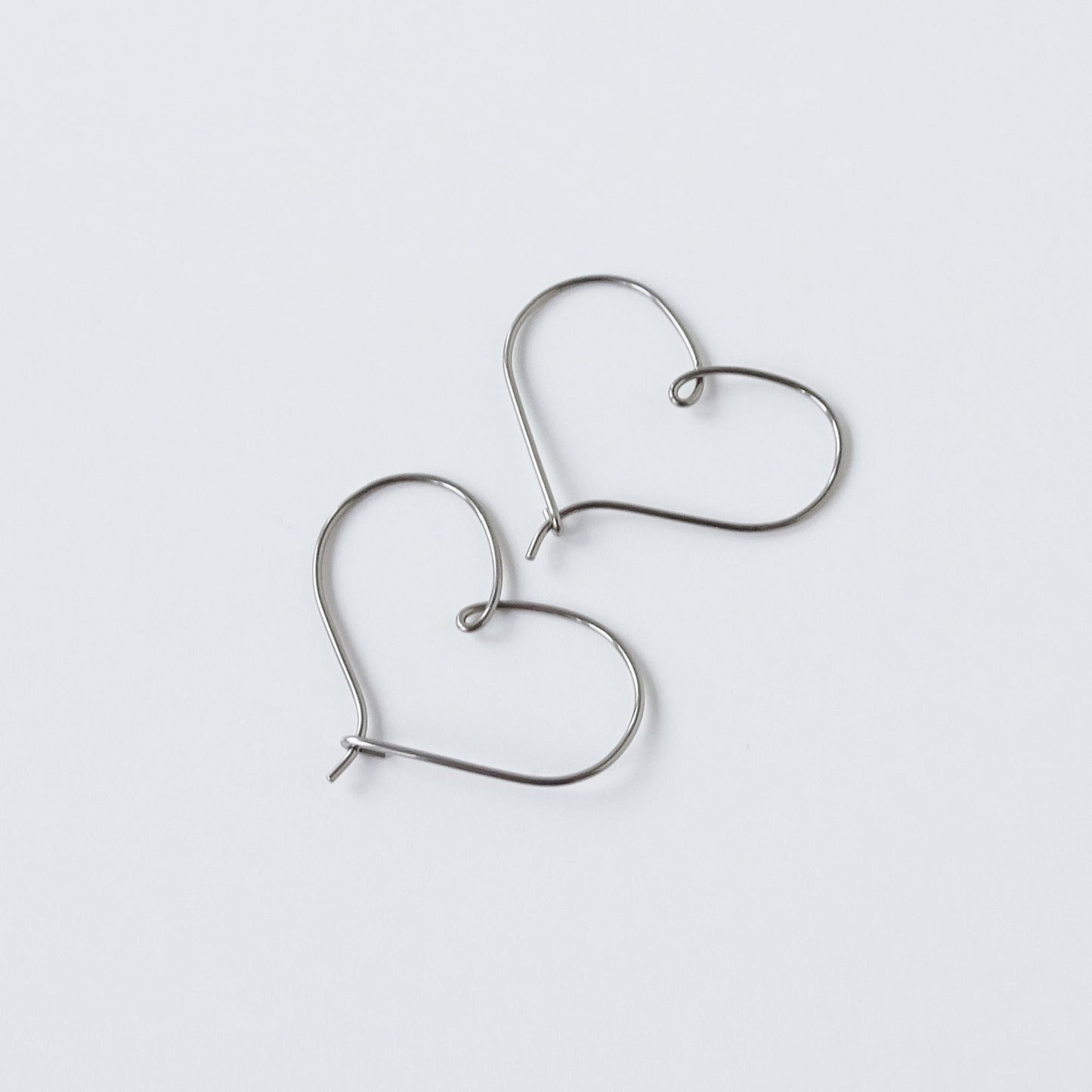 Small Heart Hoops Niobium Hoop Earrings, Silver Gray Niobium Heart Hoop Earrings, Nickel Free Hypoallergenic Earrings for Sensitive Ears