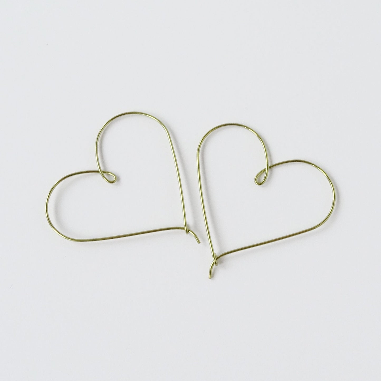 Medium Heart Hoops Gold Niobium Hoop Earrings, Nickel Free Hypoallergenic Yellow Gold Anodized Niobium Heart Hoop, Sensitive Ears Earrings