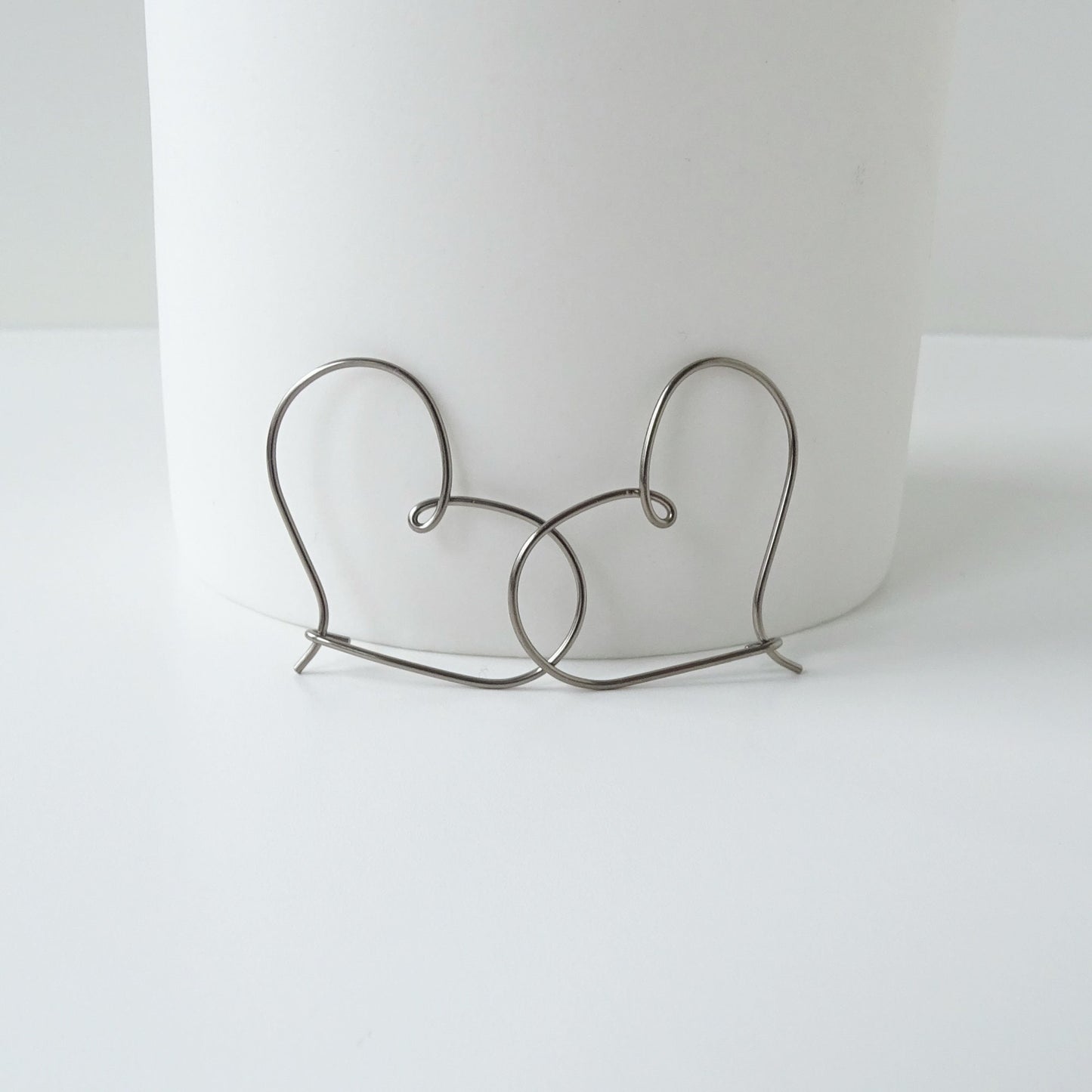 Small Heart Hoops Niobium Hoop Earrings, Silver Gray Niobium Heart Hoop Earrings, Nickel Free Hypoallergenic Earrings for Sensitive Ears
