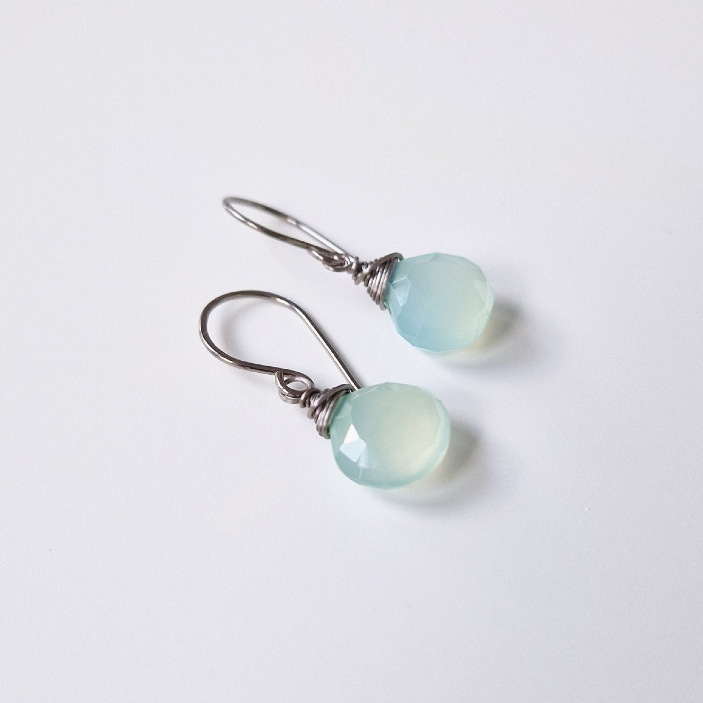 Green Chalcedony Titanium Earrings