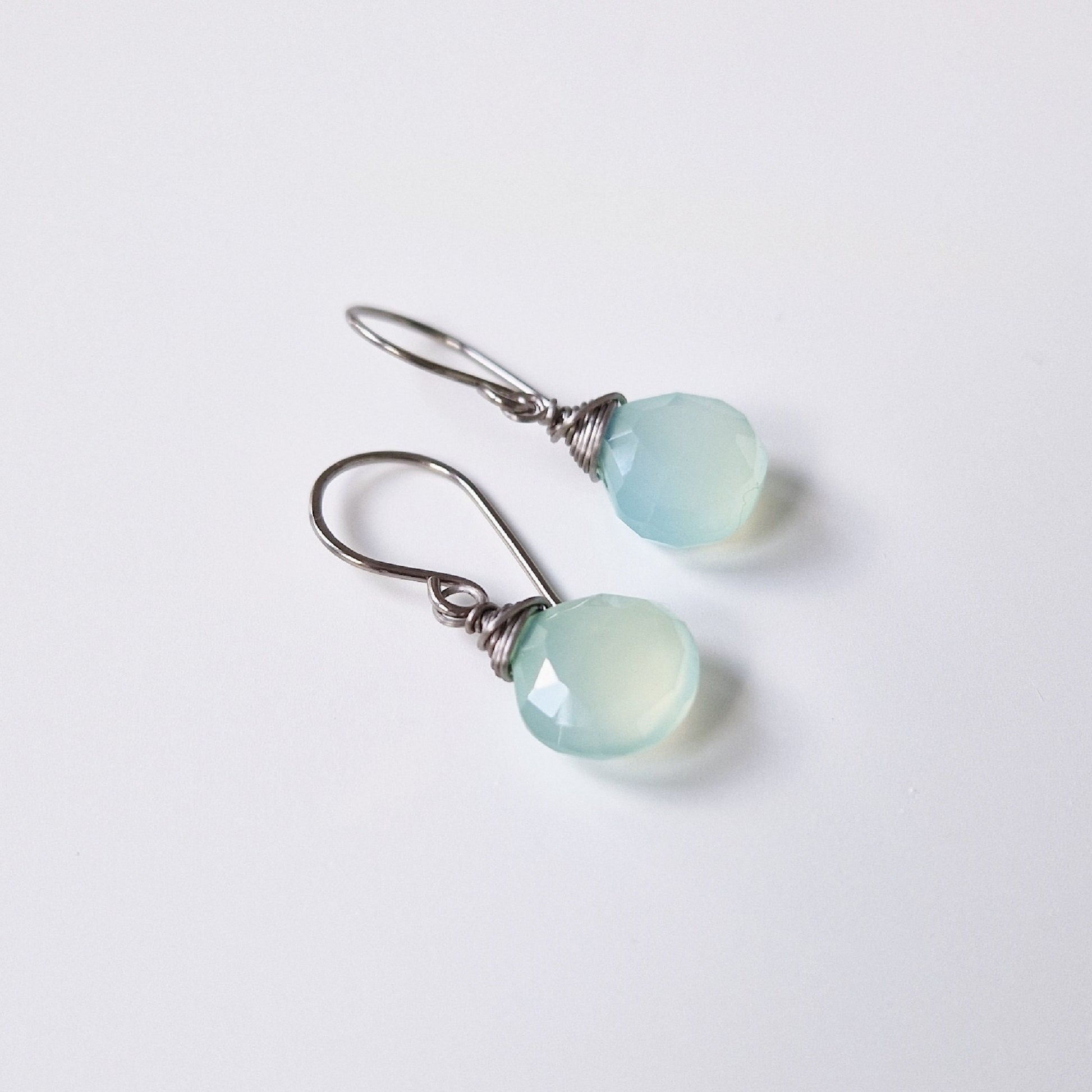 Green Chalcedony Titanium Earrings