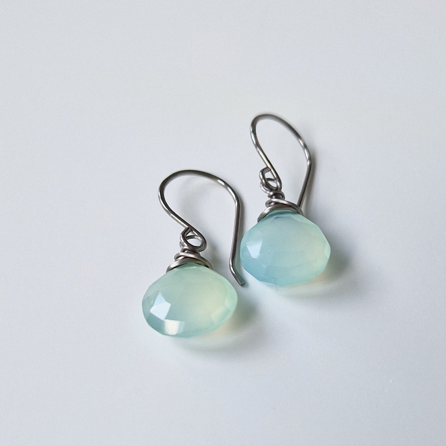 Green Chalcedony Titanium Earrings