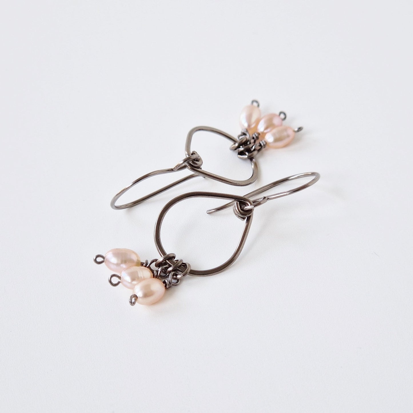 Hypoallergenic Teardrop Earrings with Pink Pearls