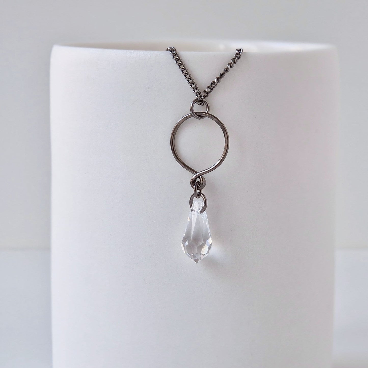 Crystal Teardrop Titanium Necklace