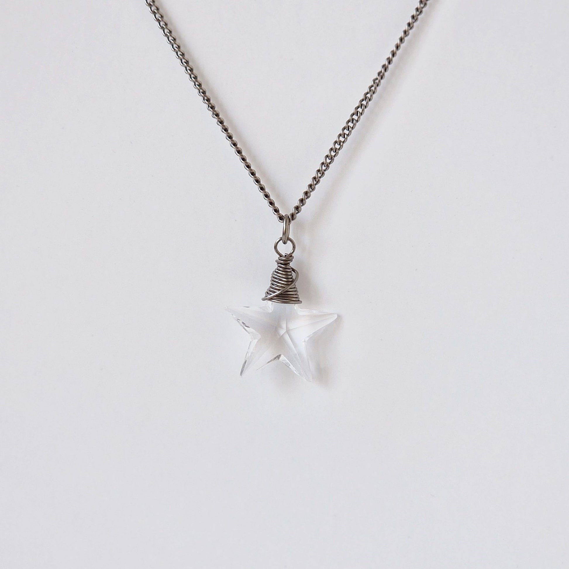 Small Crystal Star Titanium Necklace