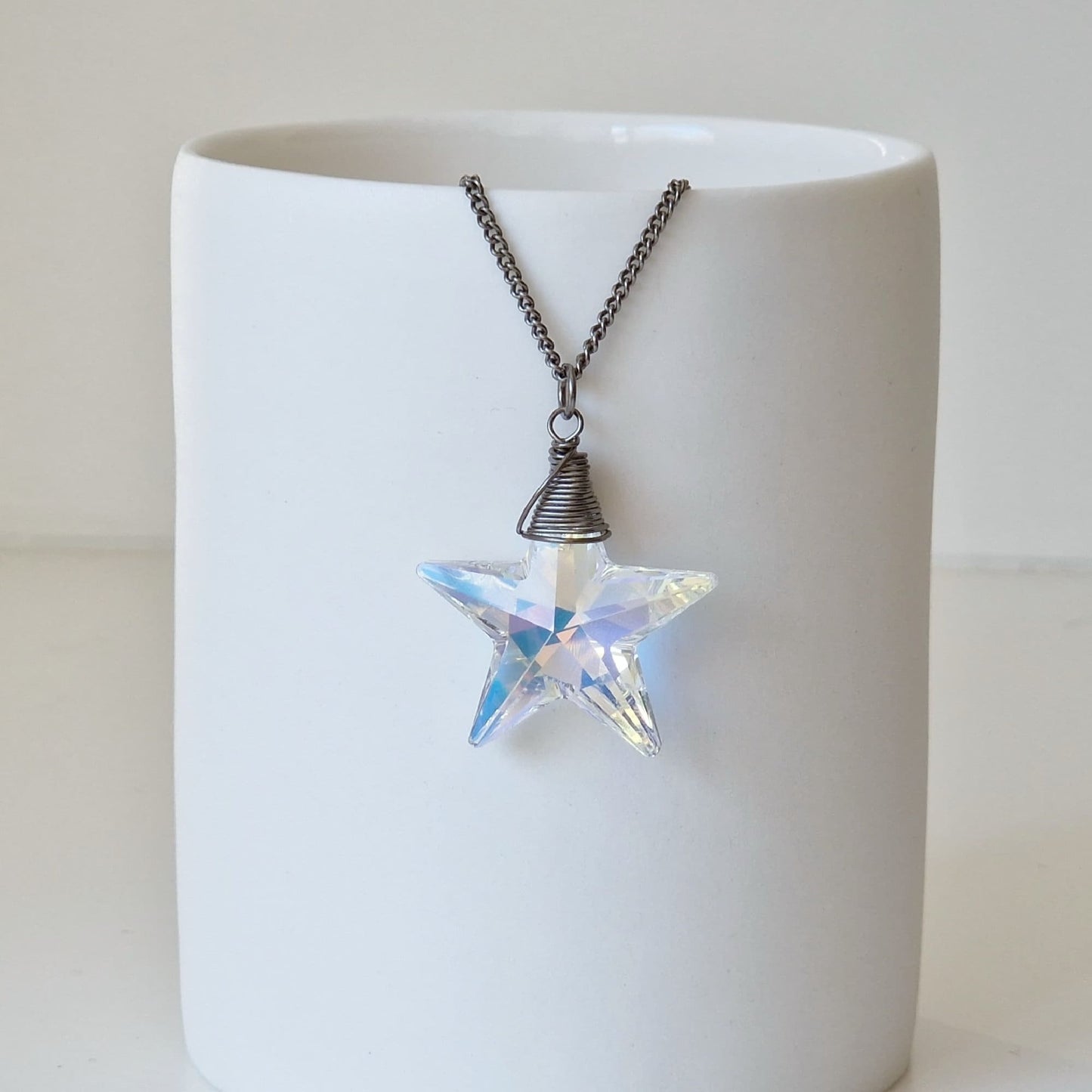Aurora Borealis Star Crystal Titanium Necklace