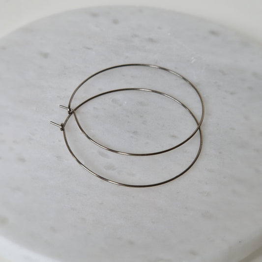 Extra Extra Large Titanium Hoop Earrings, 2 Inch Hoops, Nickel Free Silver Color Hoops, Hypoallergenic Earrings for Sensitive Ears