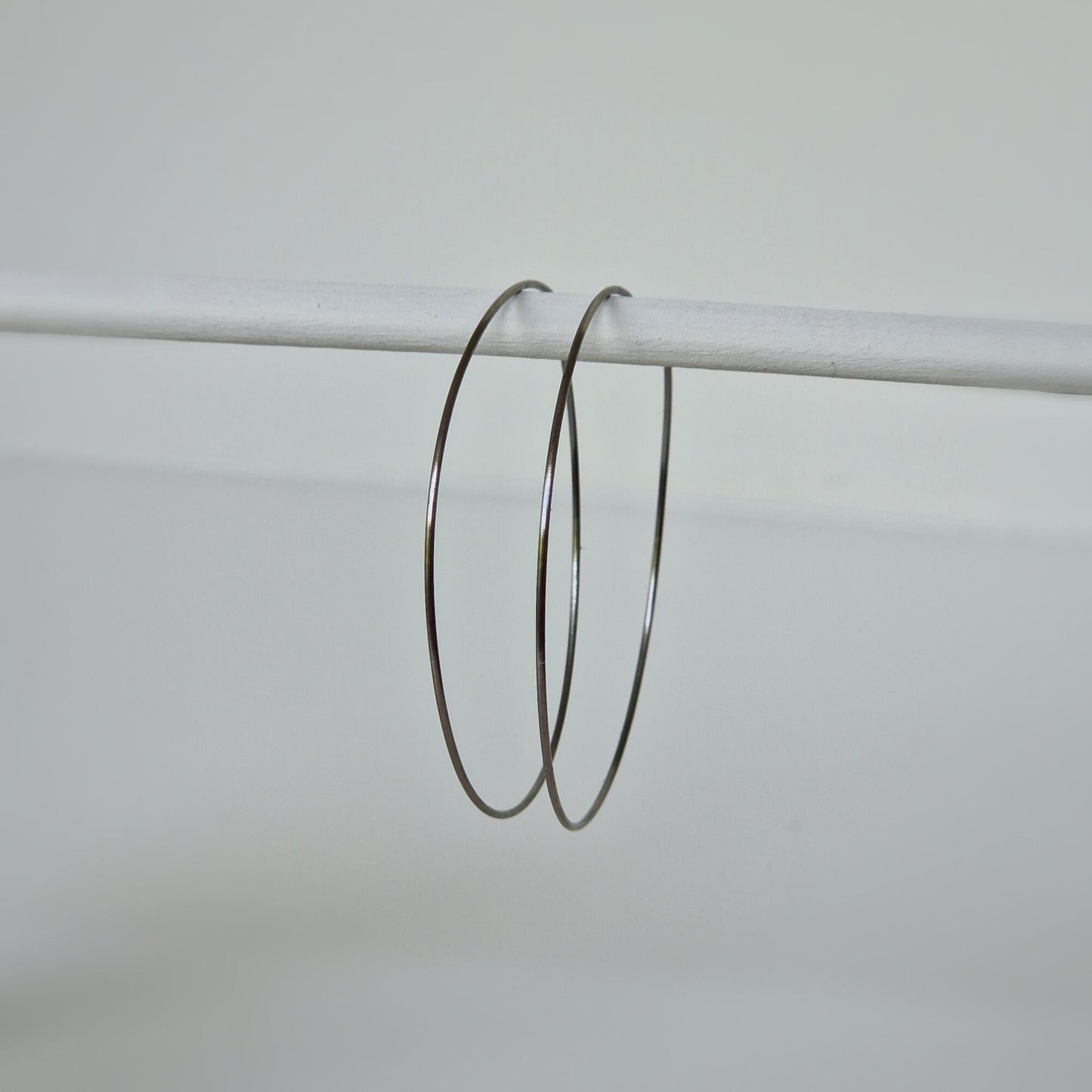 Extra Extra Large Titanium Hoop Earrings, 2 Inch Hoops, Nickel Free Silver Color Hoops, Hypoallergenic Earrings for Sensitive Ears