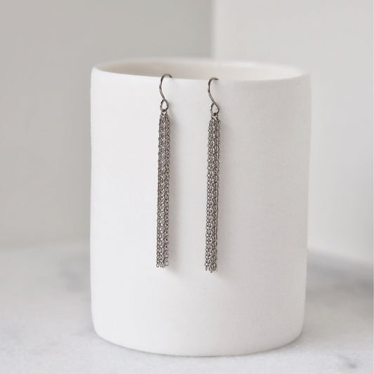 Titanium Tassel Chain  Earrings