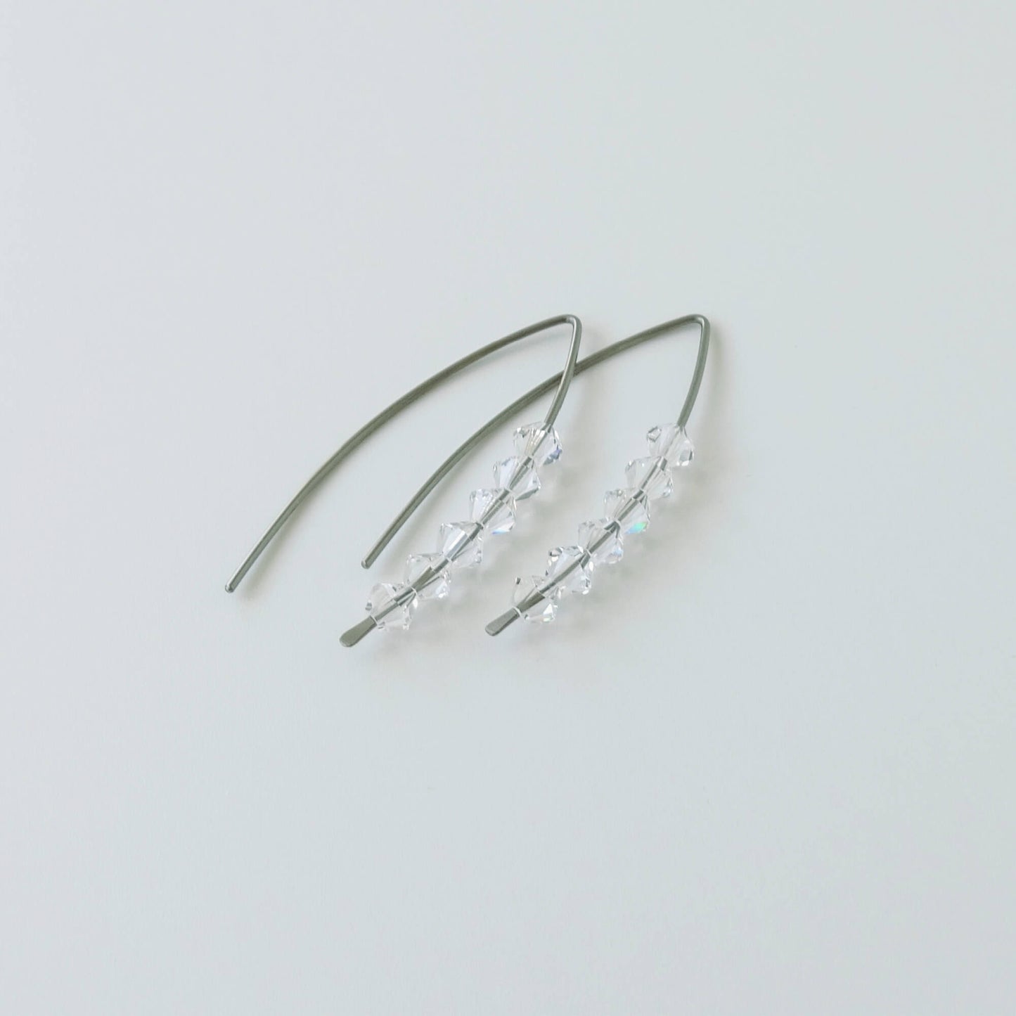 Niobium Earrings with Clear Crystals