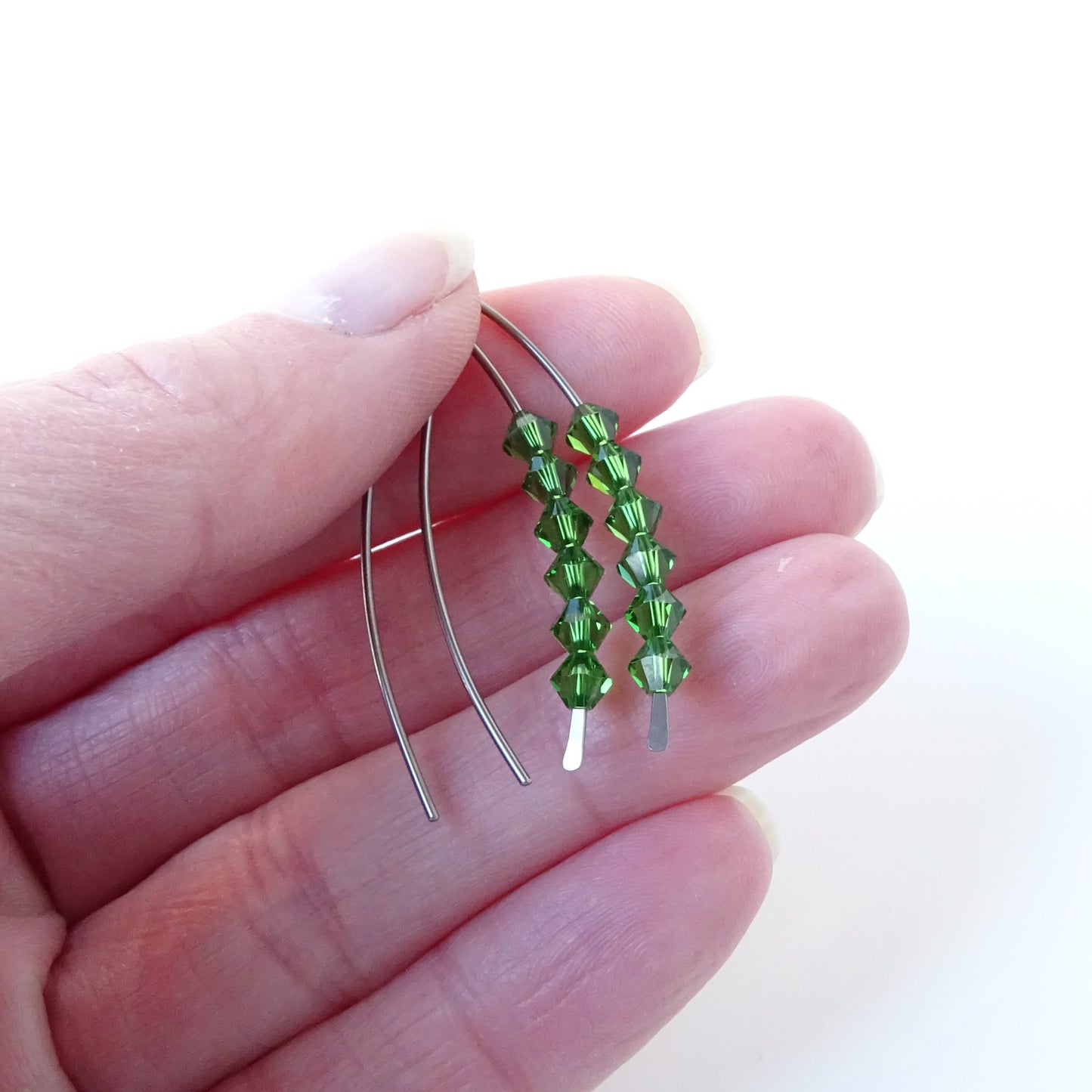 Niobium Earrings with Fern Green Crystals