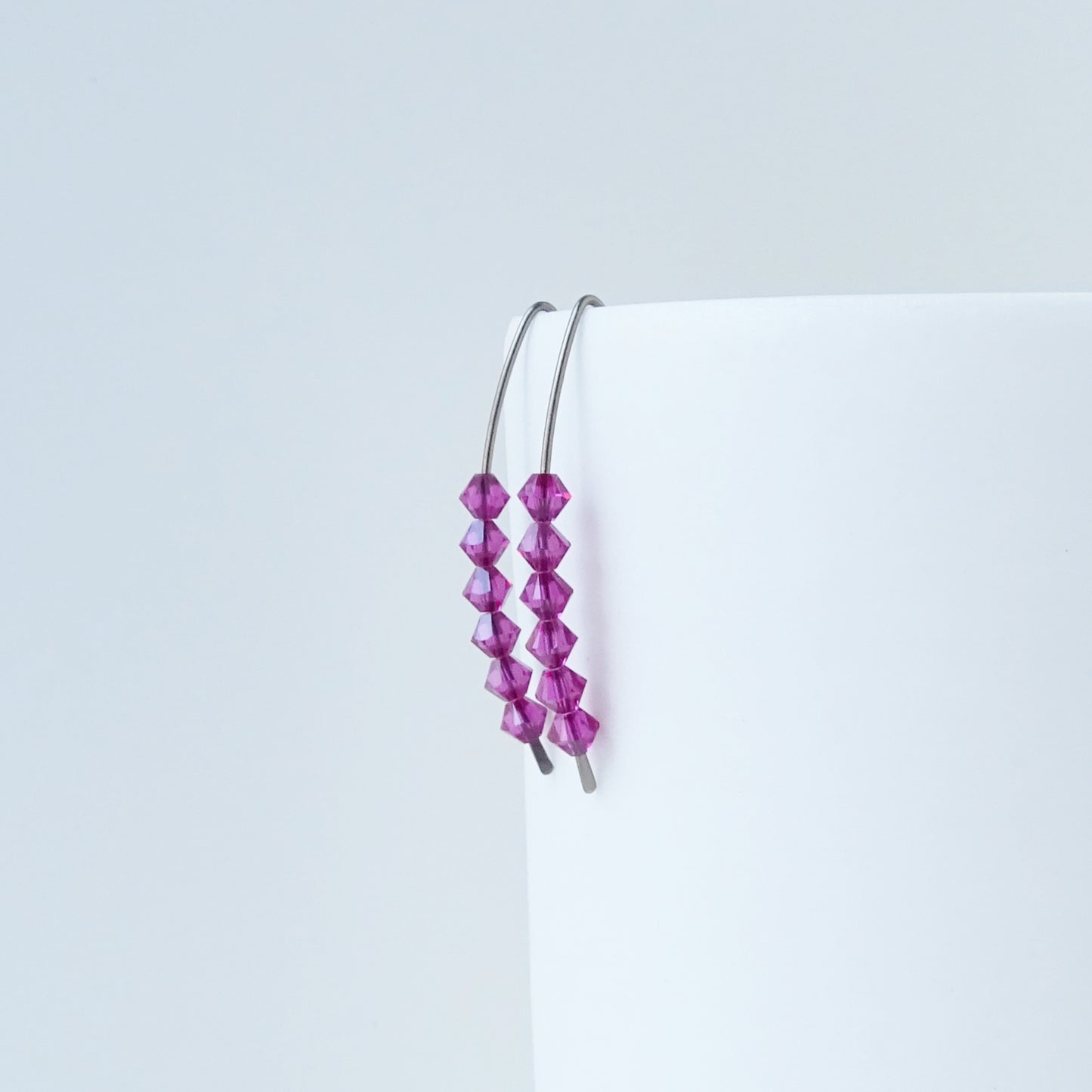 Niobium Earrings with Fuchsia Crystals