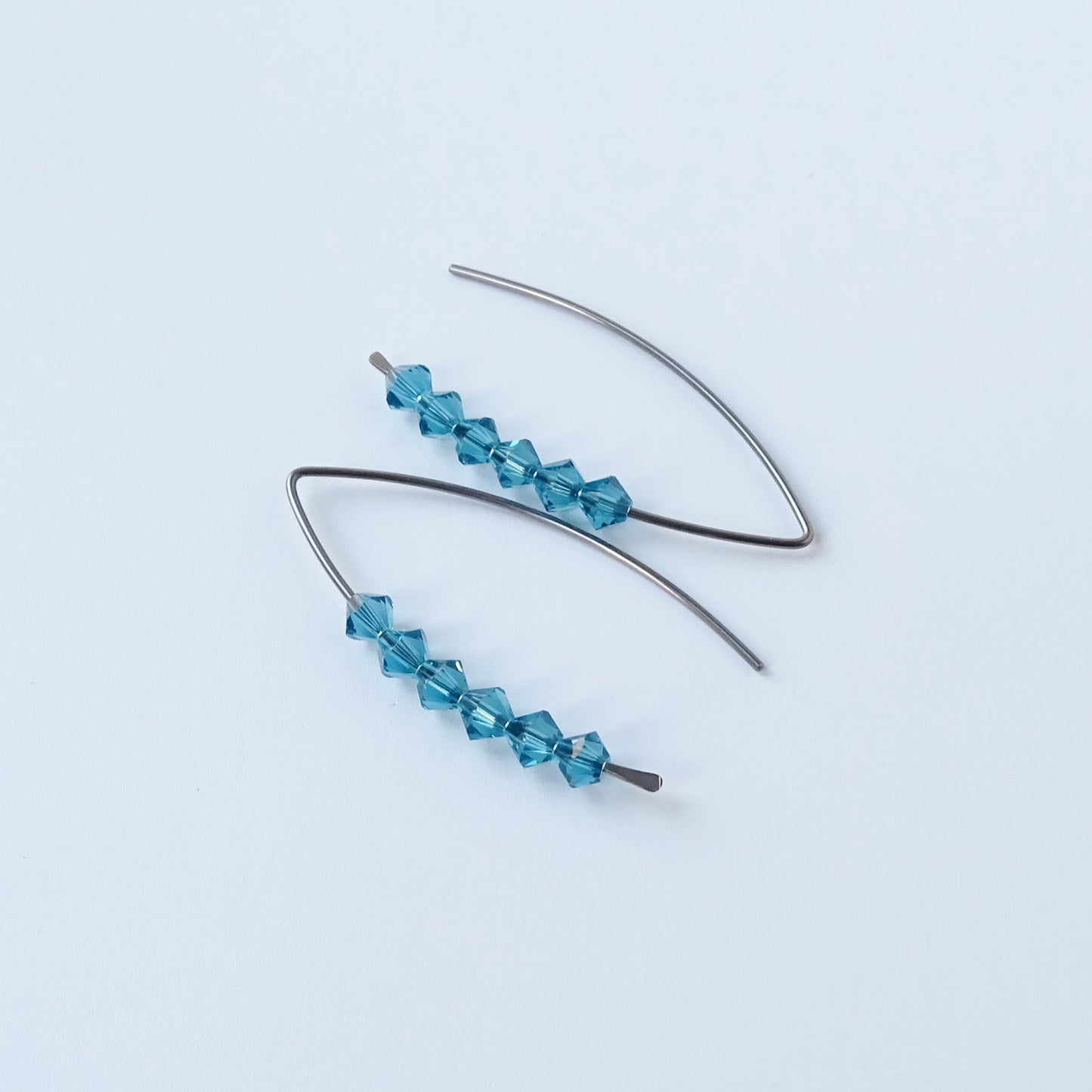Niobium Earrings with Indicolite Blue Crystals